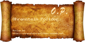 Ohrenstein Polidor névjegykártya